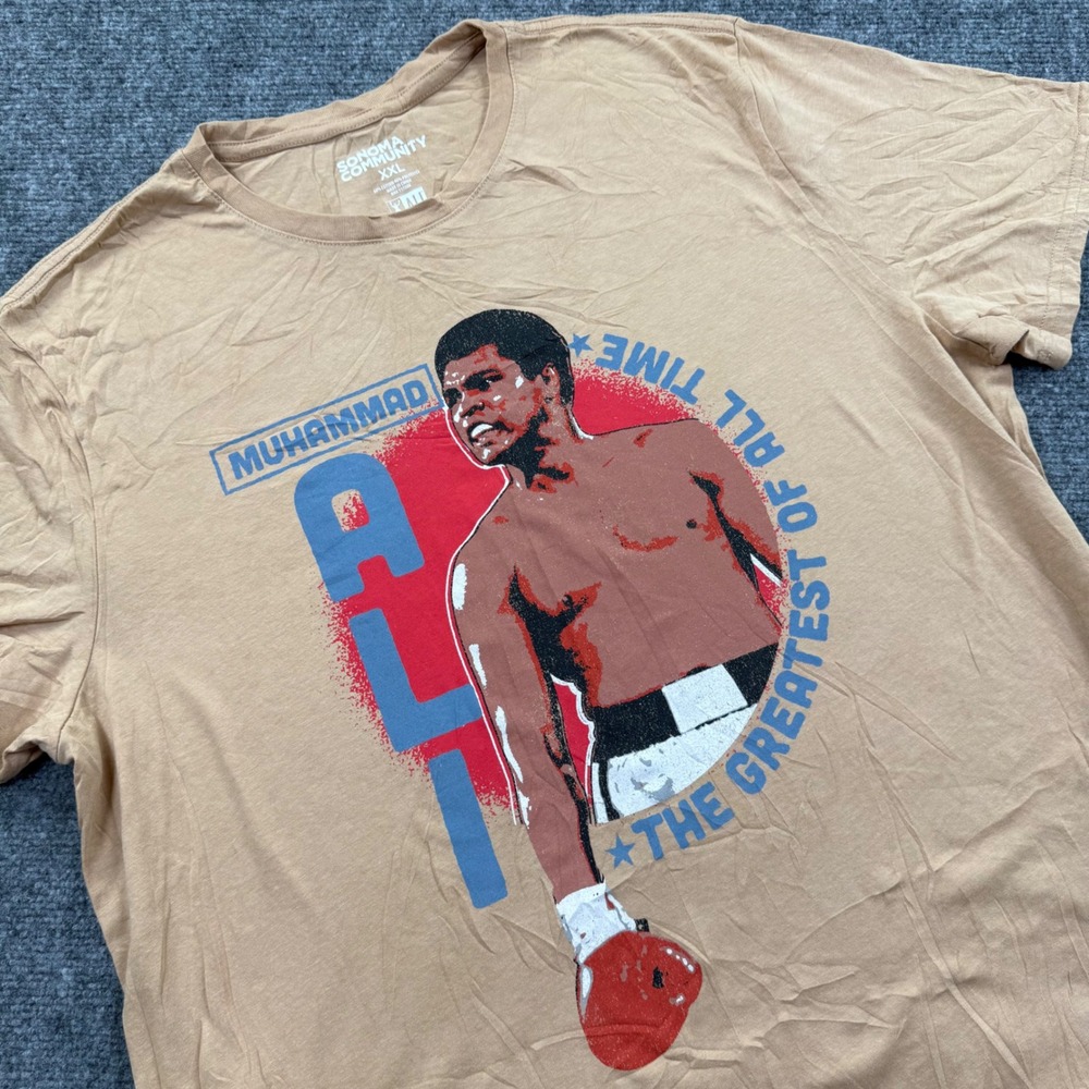 Sonoma‎ Muhammad Ali T-Shirt XXL Tan Graphic Print The Greatest Mens